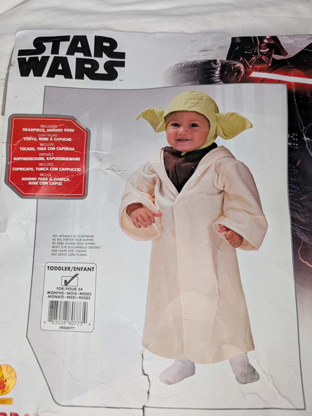 Star Wars Toddler Yoda Costume Halloween Costume Cream Robe Green Headpiece